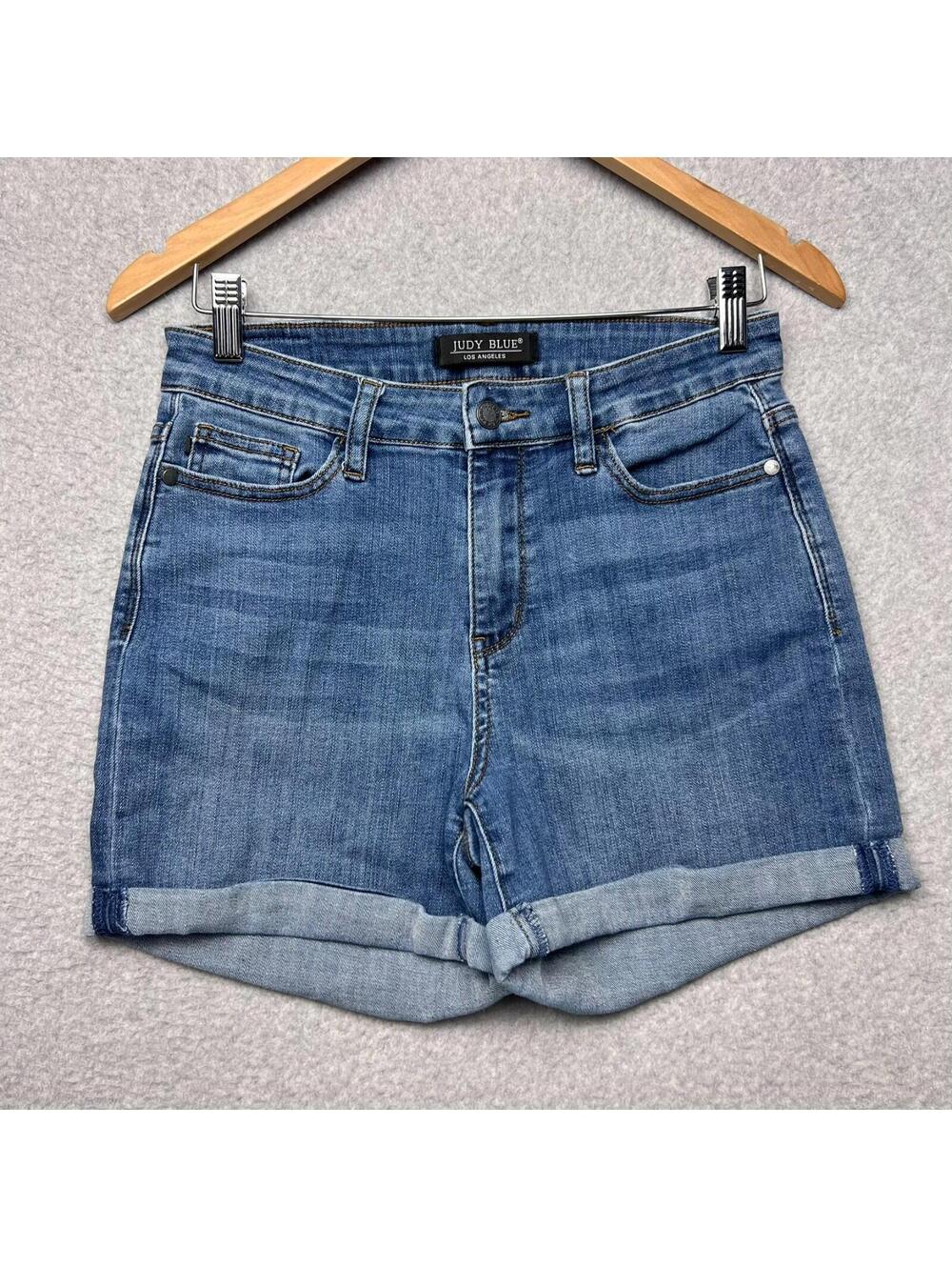 Judy Blue Womens Denim Jean Shorts Size 27 Los Angeles Cuffed High Rise Stretch